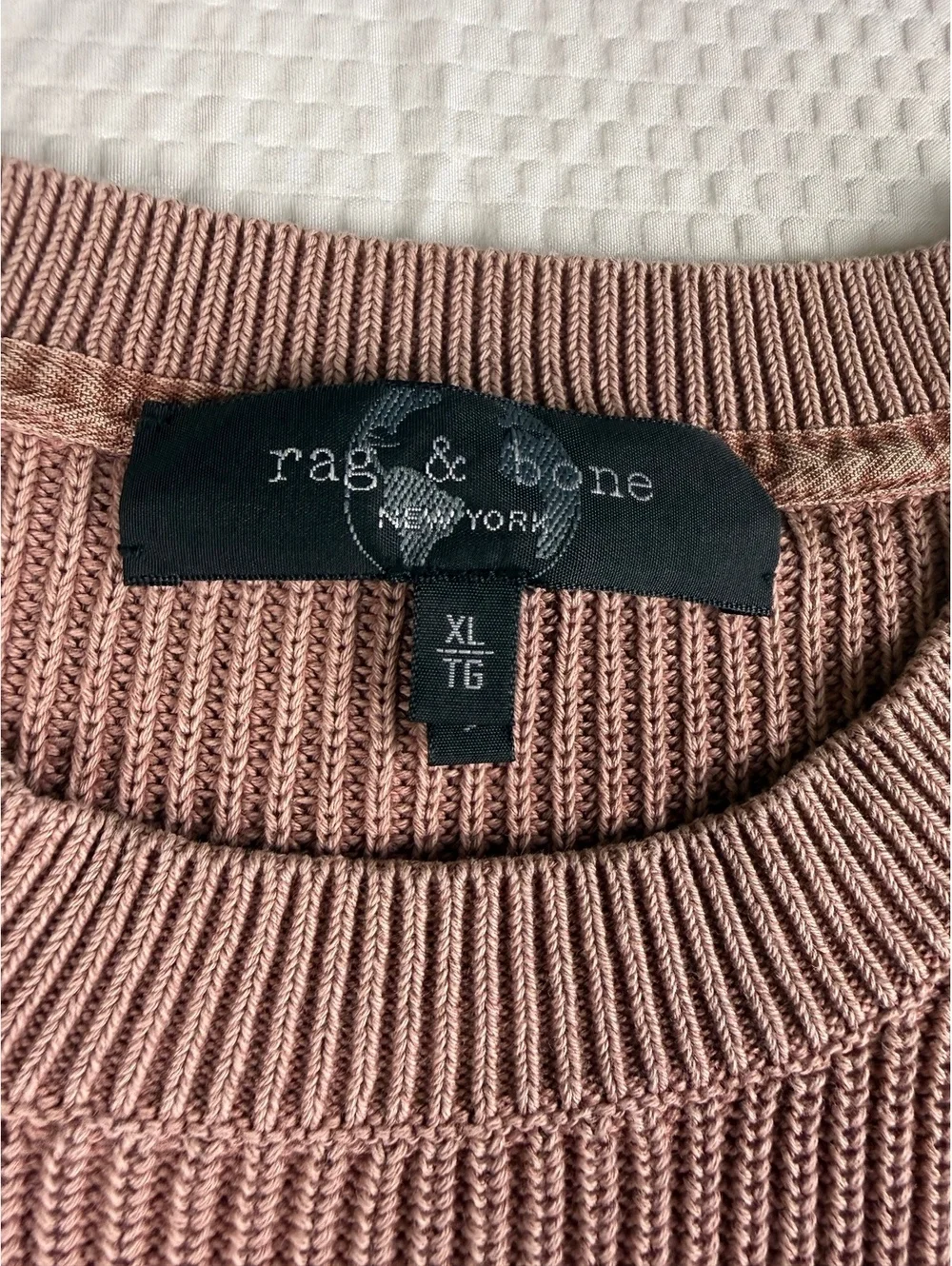 Rag & Bone New York Womens XL Dusty Rose 100% Cotton Crewneck Knit Sweater